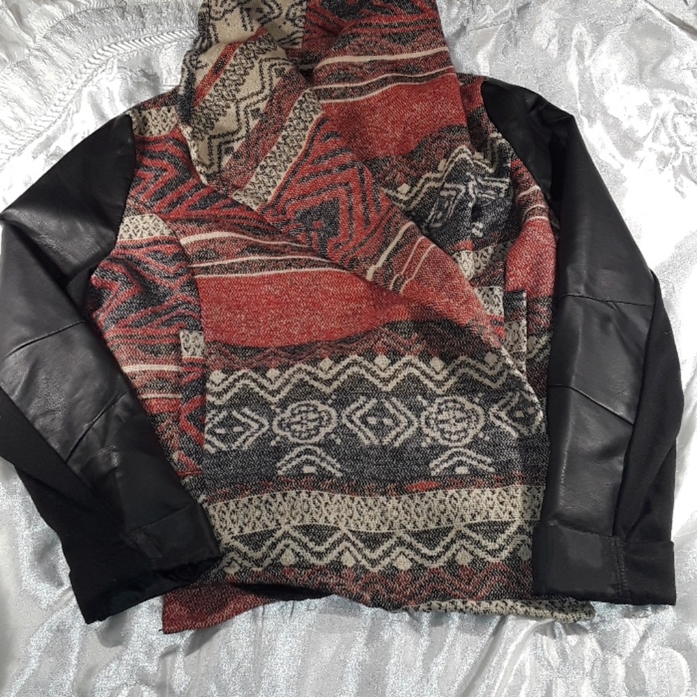 ME JANE ME Throw Jacket with Faux Leather Sleeves